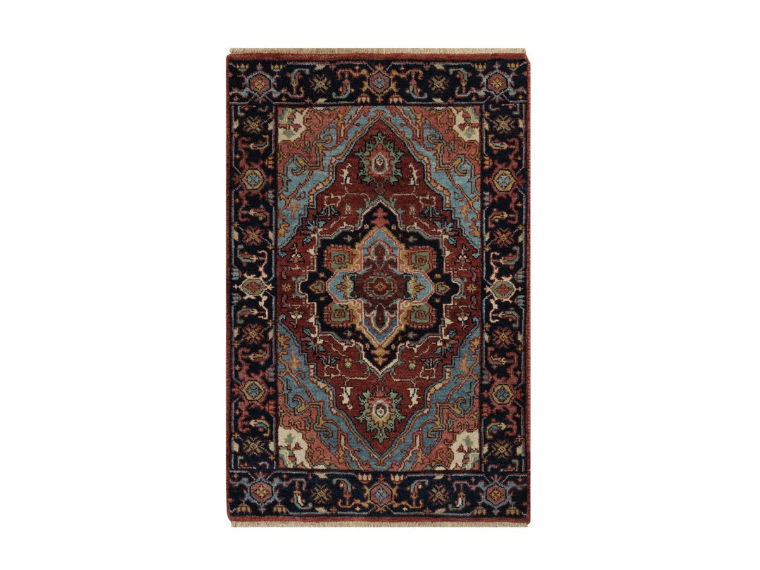 2'0" x 3'1" New Hand Knotted Red Wool Rectangle Oriental Rug - MOA10291482