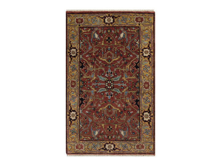 2'0" x 3'2" New Hand Knotted Red Wool Rectangle Oriental Rug - MOA10291483