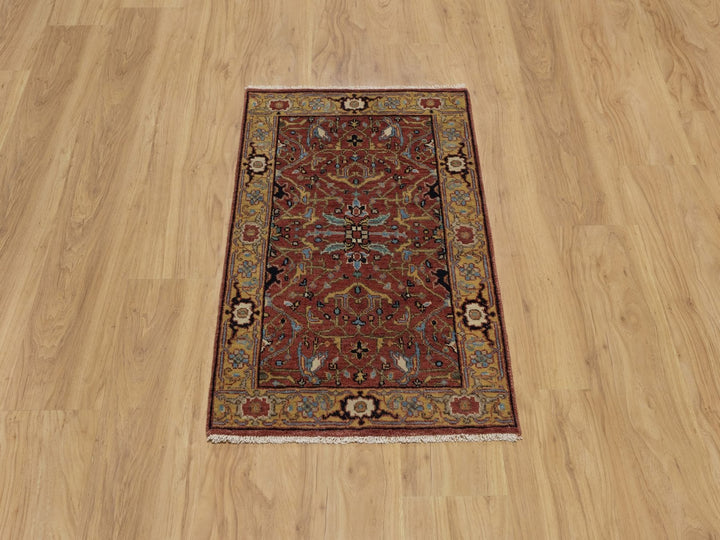 2'0" x 3'2" New Hand Knotted Red Wool Rectangle Oriental Rug - MOA10291483