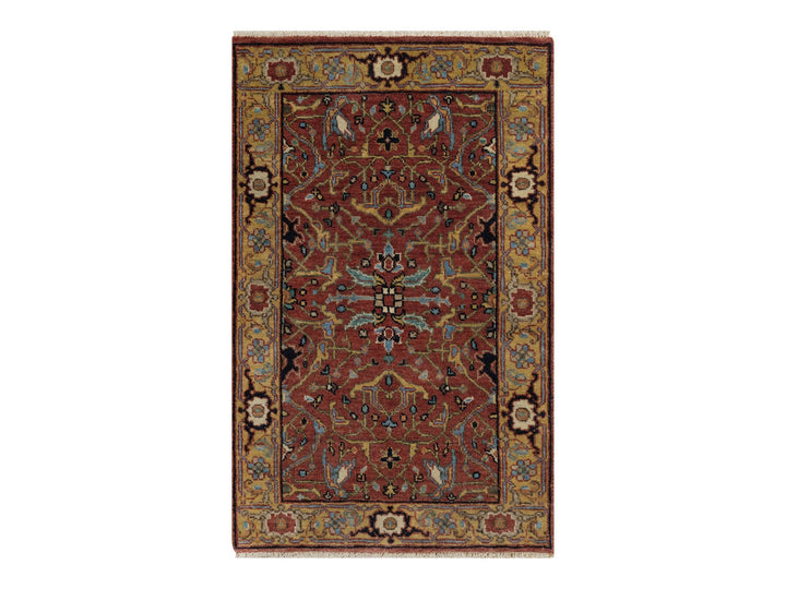 2'1" x 3'3" New Hand Knotted Red Wool Rectangle Oriental Rug - MOA10291484