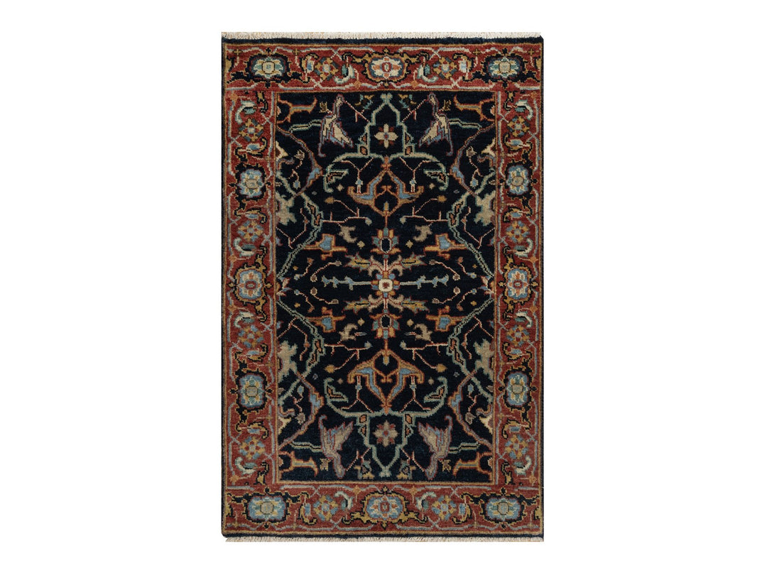 2'0" x 3'2" New Hand Knotted Blue Wool Rectangle Oriental Rug - MOA10291485