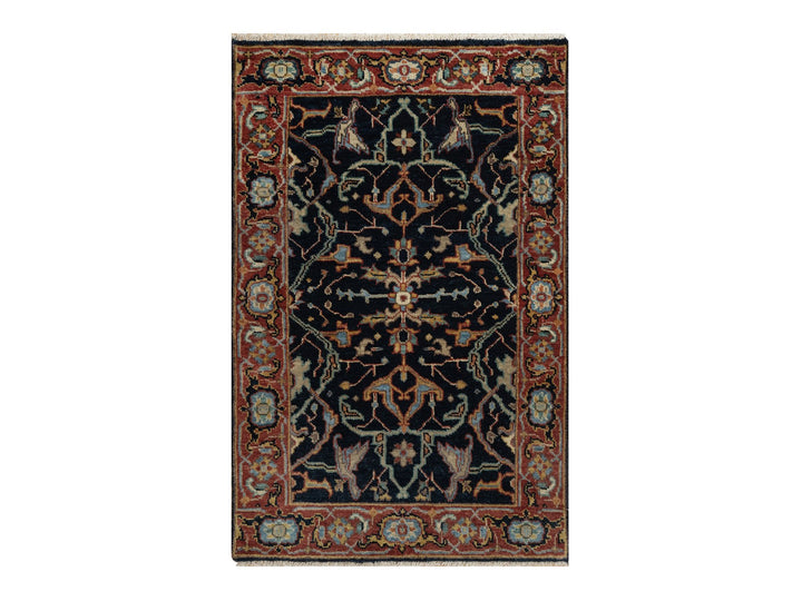2'0" x 3'2" New Hand Knotted Blue Wool Rectangle Oriental Rug - MOA10291485