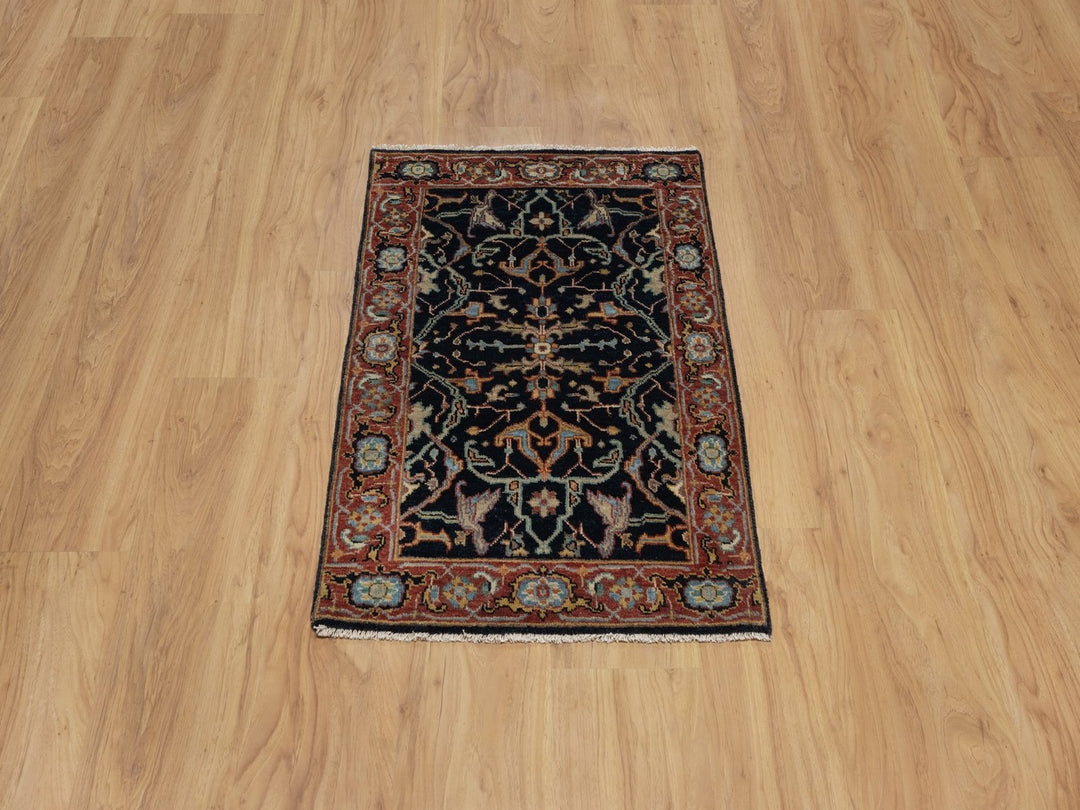 2'0" x 3'2" New Hand Knotted Blue Wool Rectangle Oriental Rug - MOA10291485