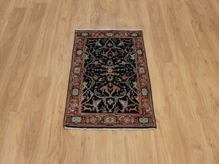 2'0" x 3'2" New Hand Knotted Blue Wool Rectangle Oriental Rug - MOA10291485
