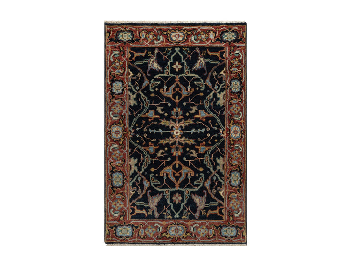 2'0" x 3'2" New Hand Knotted Blue Wool Rectangle Oriental Rug - MOA10291486