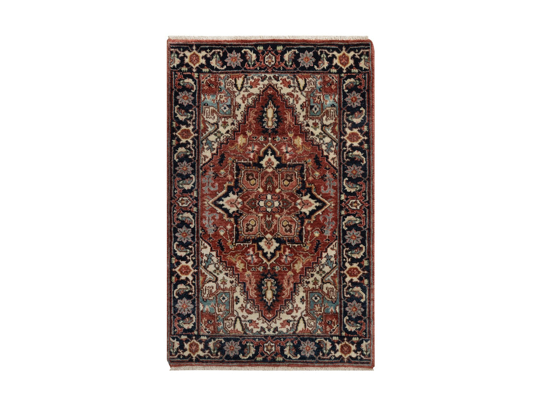2'0" x 3'2" New Hand Knotted Red Wool Rectangle Oriental Rug - MOA10291487