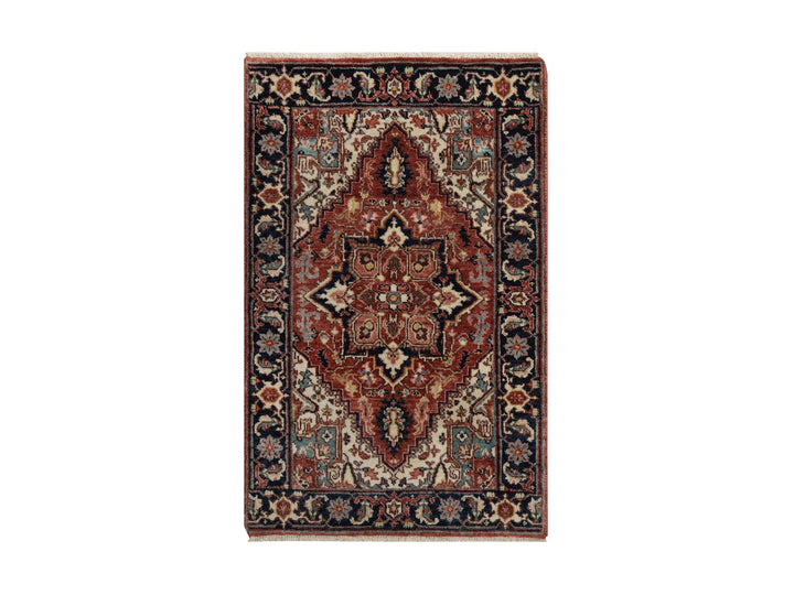 2'0" x 3'2" New Hand Knotted Red Wool Rectangle Oriental Rug - MOA10291487