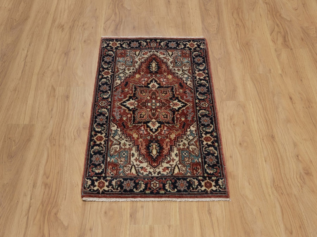 2'0" x 3'2" New Hand Knotted Red Wool Rectangle Oriental Rug - MOA10291487