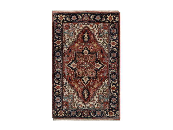 2'0" x 3'0" New Hand Knotted Red Wool Rectangle Oriental Rug - MOA10291488