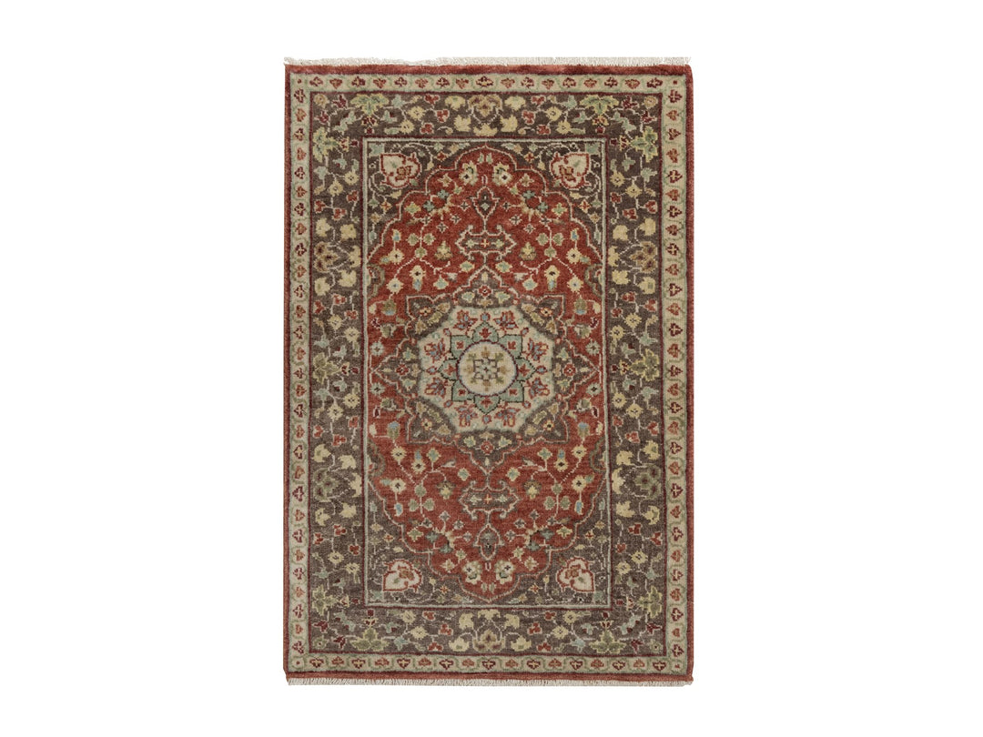 2'0" x 3'1" New Hand Knotted Red Wool Rectangle Oriental Rug - MOA10291489