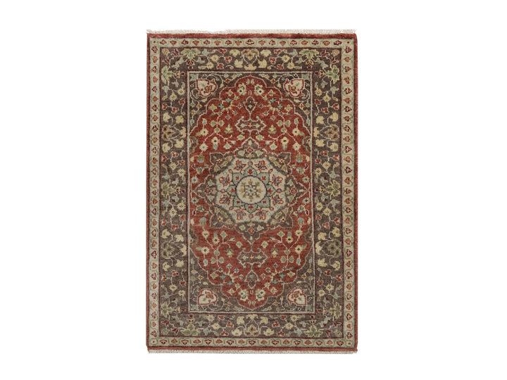 2'0" x 3'1" New Hand Knotted Red Wool Rectangle Oriental Rug - MOA10291489