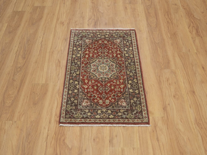 2'0" x 3'1" New Hand Knotted Red Wool Rectangle Oriental Rug - MOA10291489