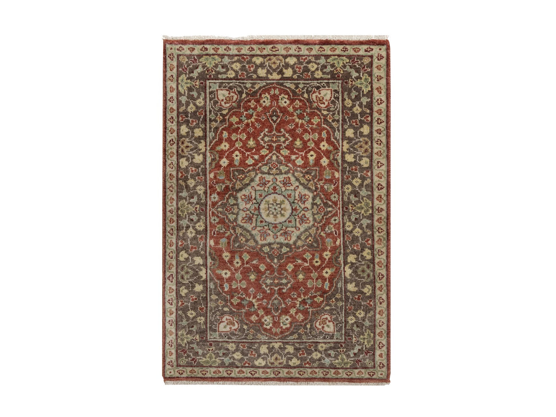2'1" x 3'1" New Hand Knotted Red Wool Rectangle Oriental Rug - MOA10291490