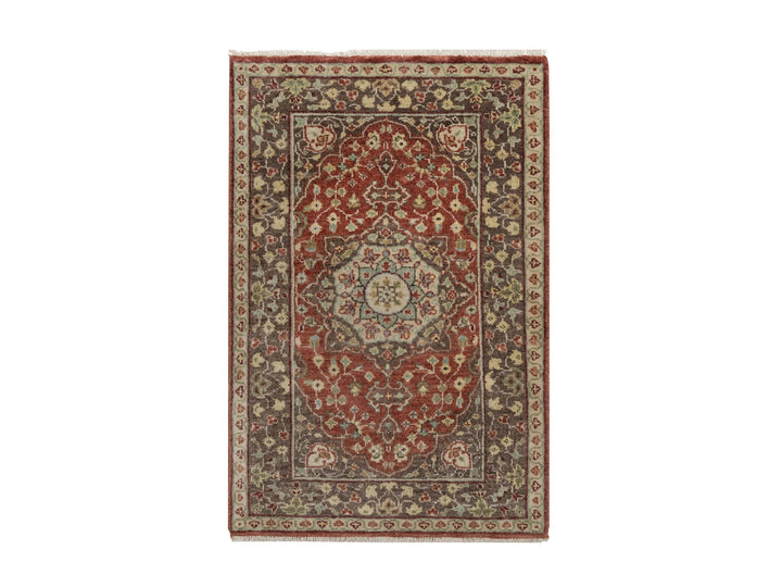 2'1" x 3'1" New Hand Knotted Red Wool Rectangle Oriental Rug - MOA10291490