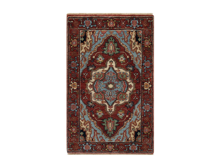 2'0" x 3'3" New Hand Knotted Red Wool Rectangle Oriental Rug - MOA10291491