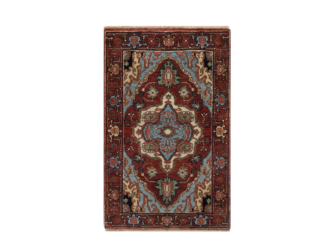 2'0" x 3'3" New Hand Knotted Red Wool Rectangle Oriental Rug - MOA10291492