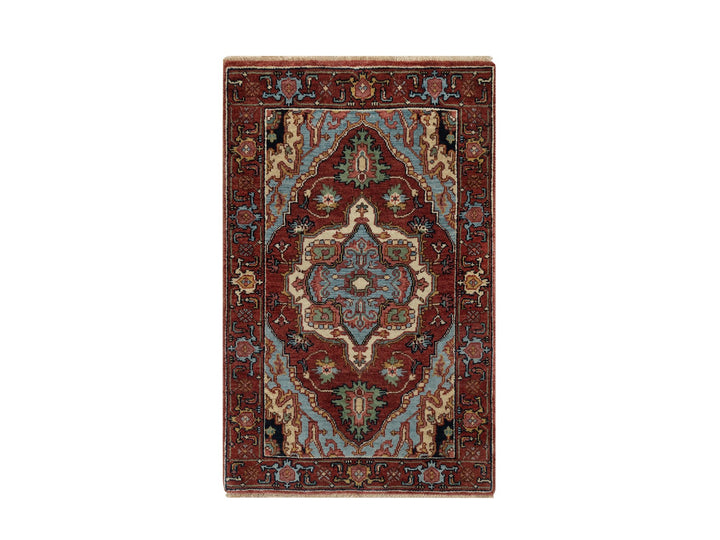 2'0" x 3'3" New Hand Knotted Red Wool Rectangle Oriental Rug - MOA10291492