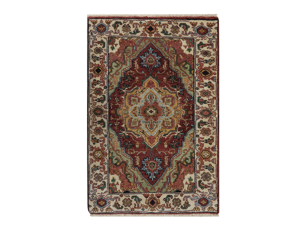2'1" x 3'0" New Hand Knotted Red Wool Rectangle Oriental Rug - MOA10291493