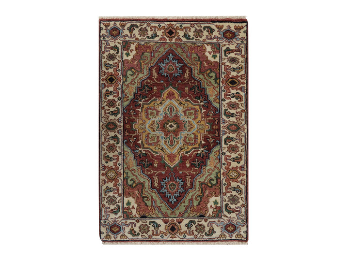 2'1" x 3'0" New Hand Knotted Red Wool Rectangle Oriental Rug - MOA10291493