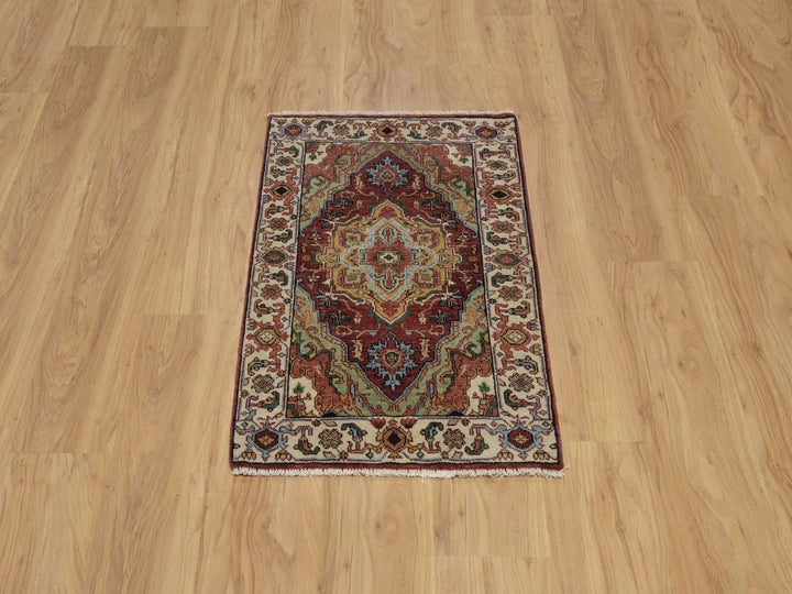 2'1" x 3'0" New Hand Knotted Red Wool Rectangle Oriental Rug - MOA10291493