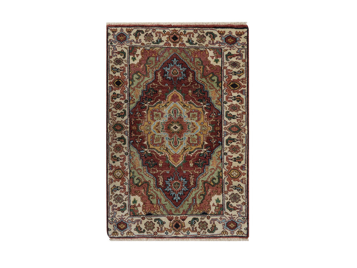 2'0" x 3'0" New Hand Knotted Red Wool Rectangle Oriental Rug - MOA10291494