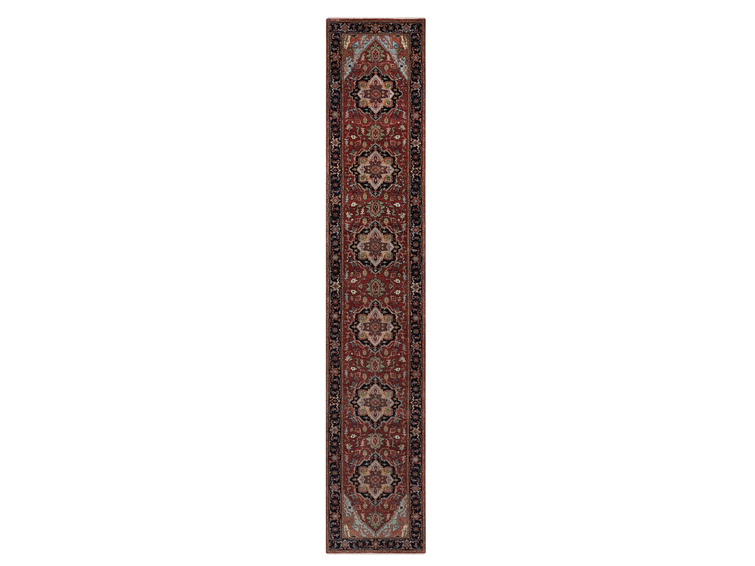 2'7" x 14'3" New Hand Knotted Red Wool Runner Oriental Rug - MOA10291495
