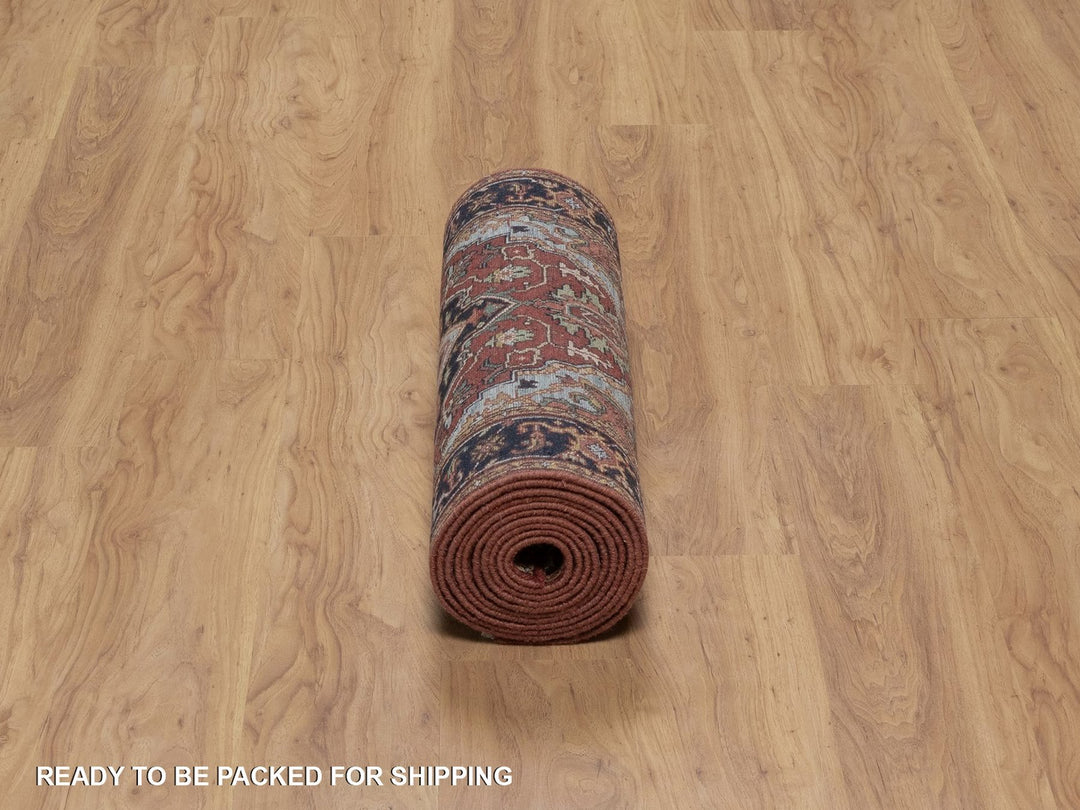 2'7" x 14'3" New Hand Knotted Red Wool Runner Oriental Rug - MOA10291495