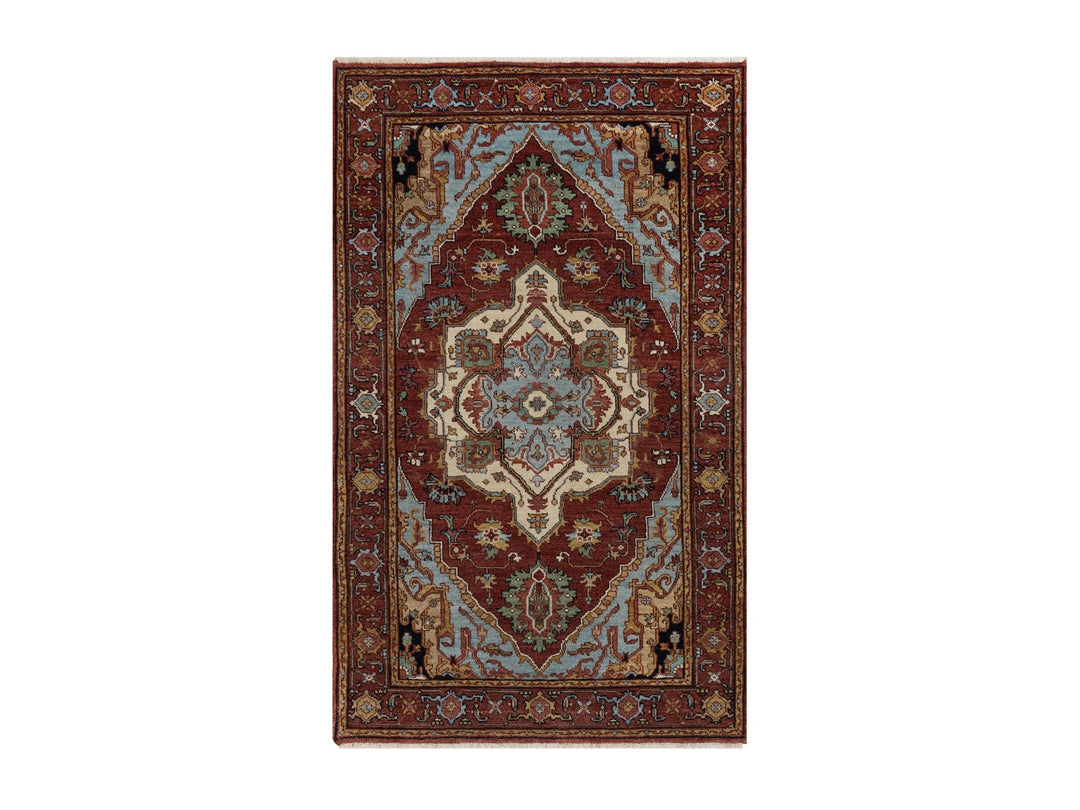 3'0" x 5'0" New Hand Knotted Red Wool Rectangle Oriental Rug - MOA10291497