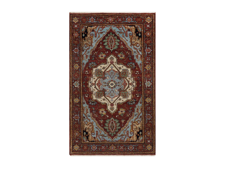3'0" x 5'0" New Hand Knotted Red Wool Rectangle Oriental Rug - MOA10291497