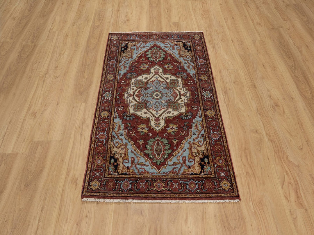 3'0" x 5'0" New Hand Knotted Red Wool Rectangle Oriental Rug - MOA10291497
