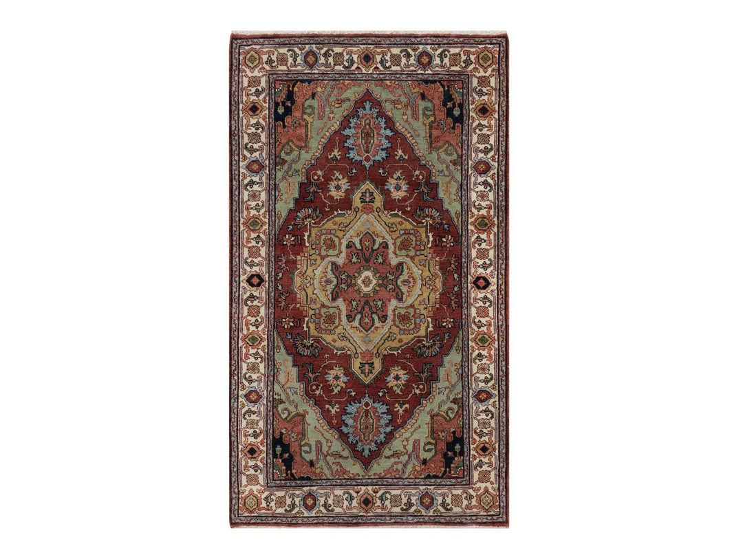 2'11" x 5'1" New Hand Knotted Red Wool Rectangle Oriental Rug - MOA10291498