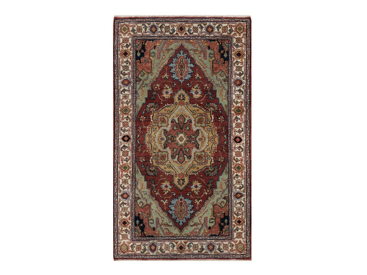 2'11" x 5'1" New Hand Knotted Red Wool Rectangle Oriental Rug - MOA10291498