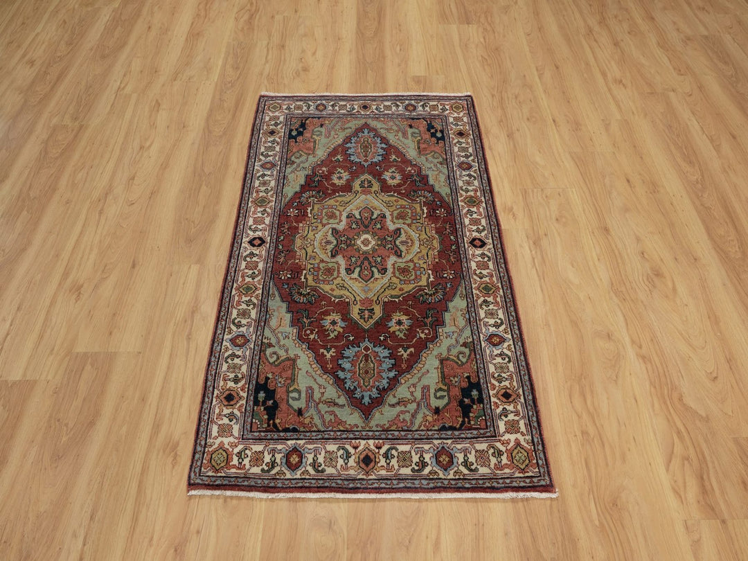 2'11" x 5'1" New Hand Knotted Red Wool Rectangle Oriental Rug - MOA10291498