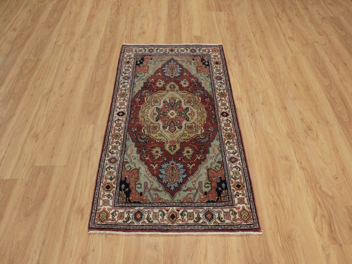 2'11" x 5'1" New Hand Knotted Red Wool Rectangle Oriental Rug - MOA10291498
