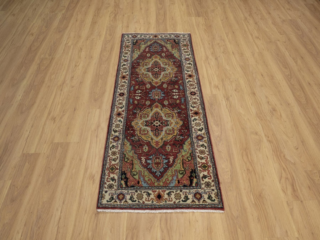 2'7" x 6'1" New Hand Knotted Red Wool Runner Oriental Rug - MOA10291499