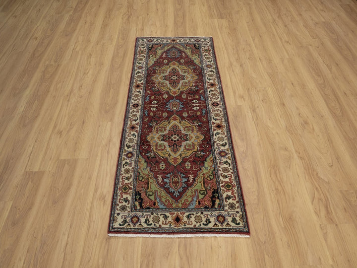 2'7" x 6'1" New Hand Knotted Red Wool Runner Oriental Rug - MOA10291499