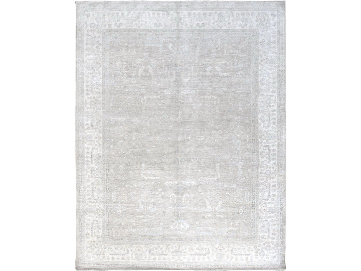 8'7" x 11'5" New Hand Knotted Grey Wool Rectangle Oriental Rug - MOA102914