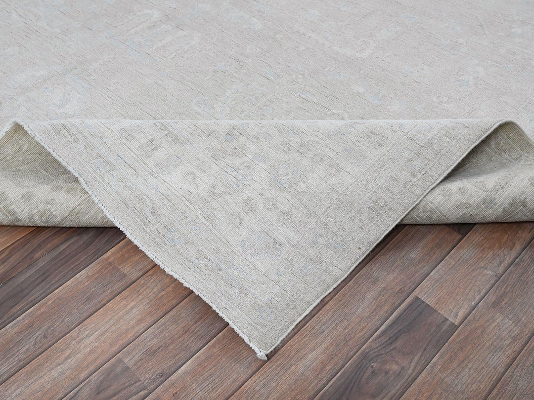 8'7" x 11'5" New Hand Knotted Grey Wool Rectangle Oriental Rug - MOA102914
