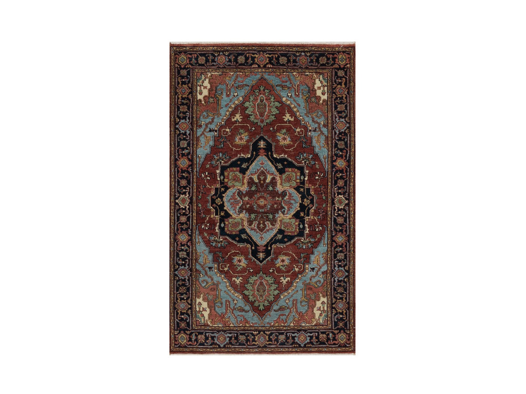 3'1" x 5'2" New Hand Knotted Red Wool Rectangle Oriental Rug - MOA10291500