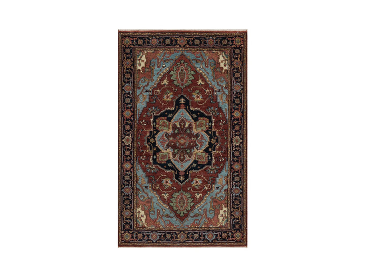 3'1" x 5'2" New Hand Knotted Red Wool Rectangle Oriental Rug - MOA10291500