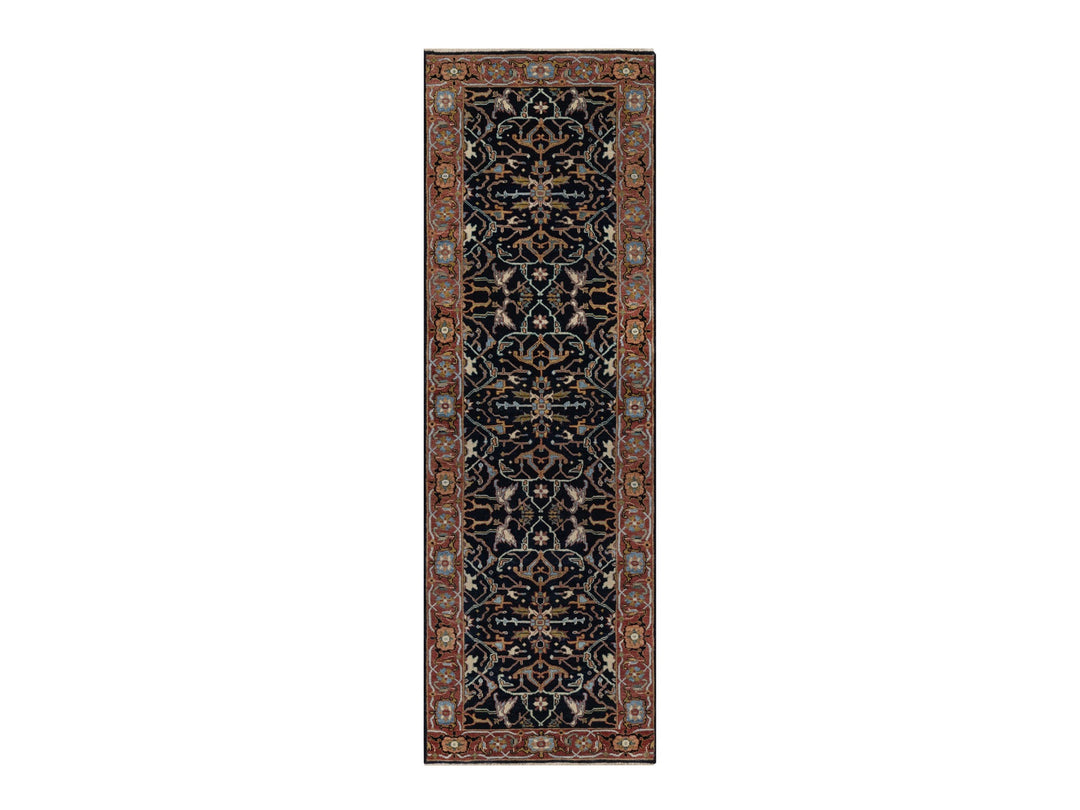 2'7" x 8'1" New Hand Knotted Blue Wool Runner Oriental Rug - MOA10291501