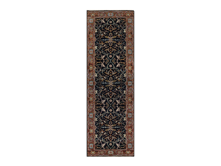 2'7" x 8'1" New Hand Knotted Blue Wool Runner Oriental Rug - MOA10291501
