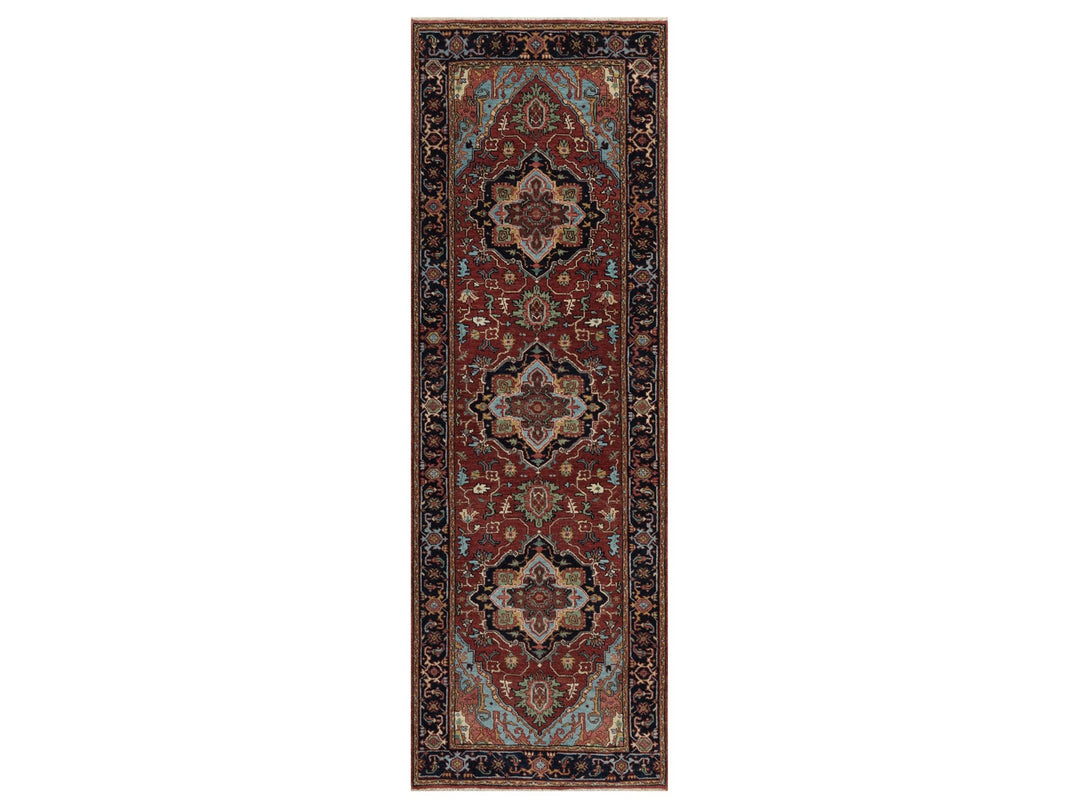 2'8" x 8'1" New Hand Knotted Red Wool Runner Oriental Rug - MOA10291504