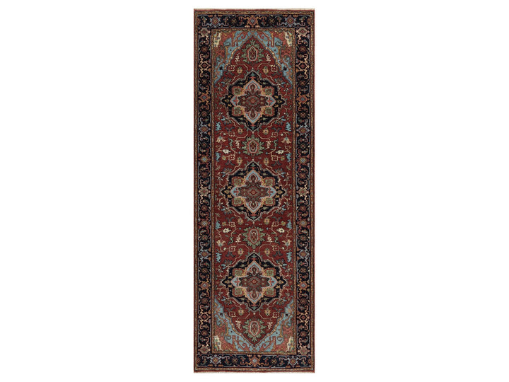 2'8" x 8'1" New Hand Knotted Red Wool Runner Oriental Rug - MOA10291504