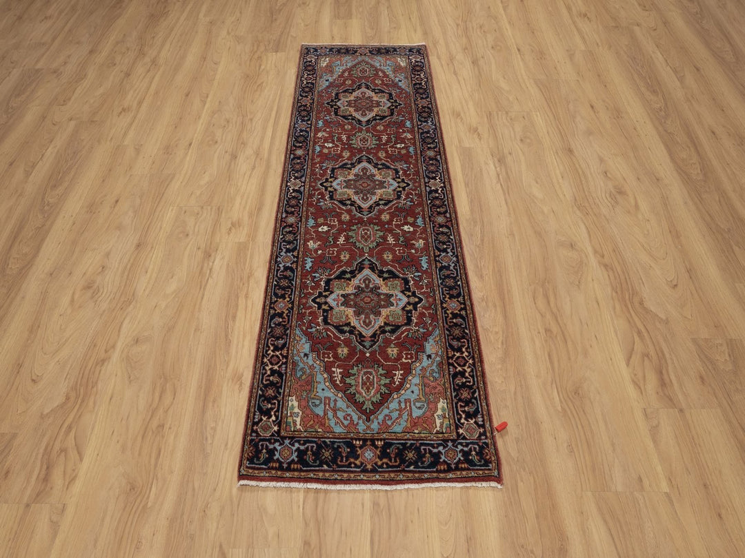 2'8" x 8'1" New Hand Knotted Red Wool Runner Oriental Rug - MOA10291504