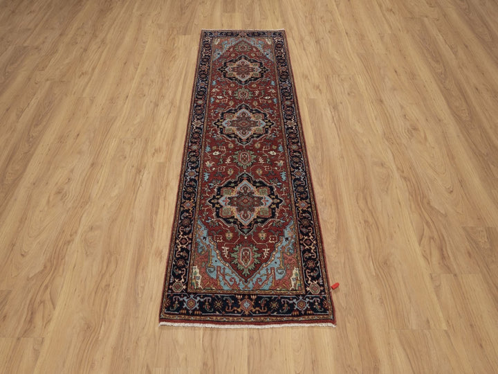 2'8" x 8'1" New Hand Knotted Red Wool Runner Oriental Rug - MOA10291504
