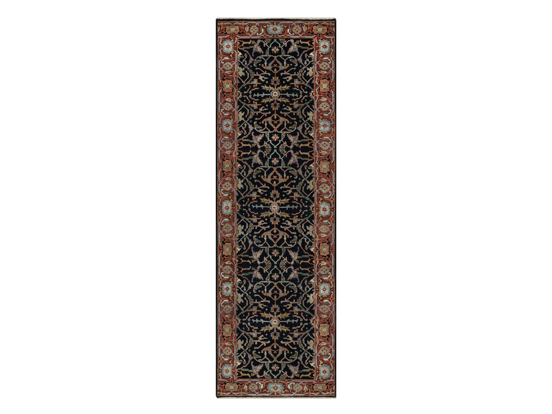 2'7" x 8'3" New Hand Knotted Blue Wool Runner Oriental Rug - MOA10291505
