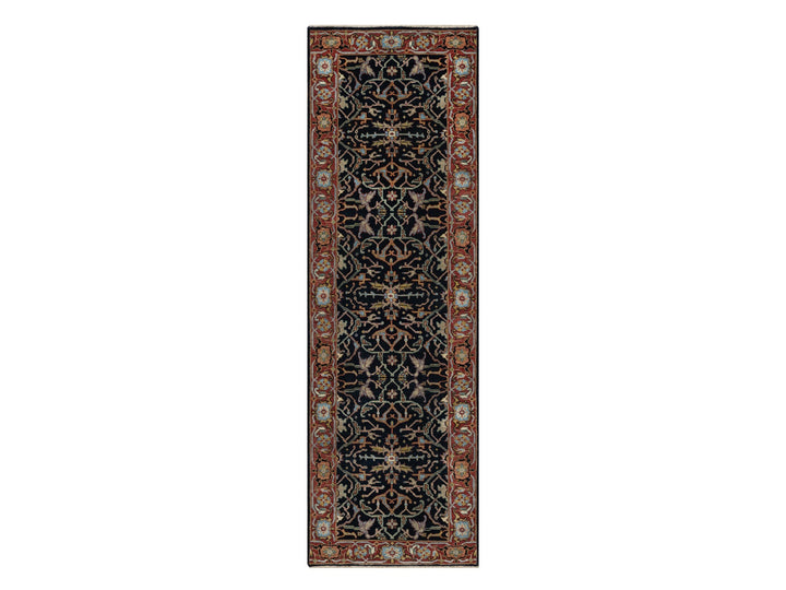 2'7" x 8'3" New Hand Knotted Blue Wool Runner Oriental Rug - MOA10291505