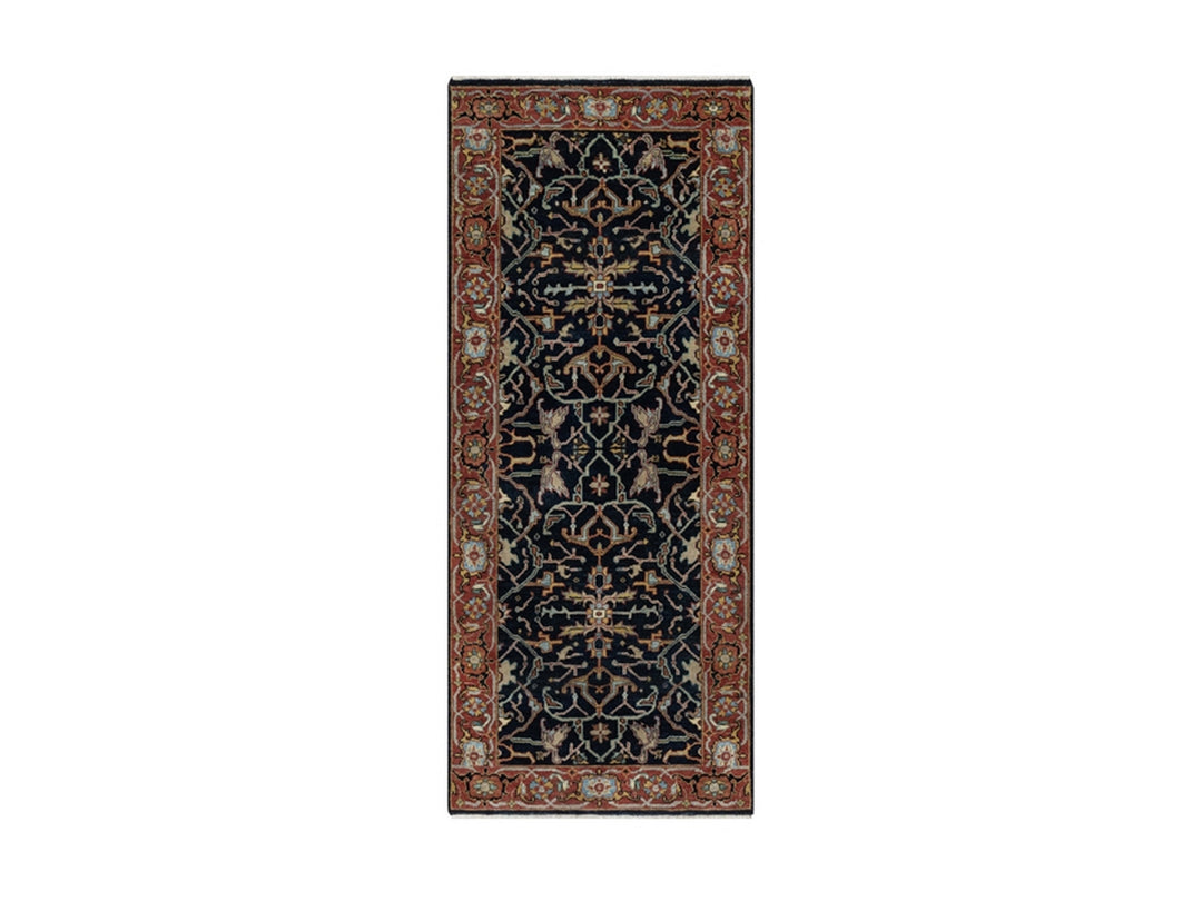2'7" x 6'2" New Hand Knotted Blue Wool Runner Oriental Rug - MOA10291506