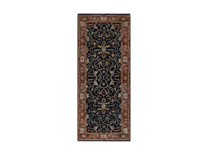 2'7" x 6'2" New Hand Knotted Blue Wool Runner Oriental Rug - MOA10291506